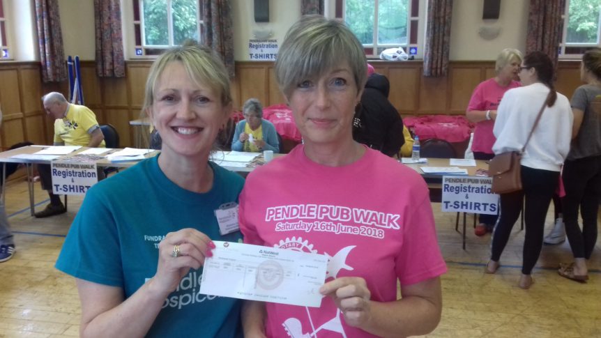 Maggie handing over our pendleside cheque