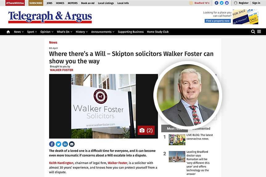 telegraph and argus website featuring keith